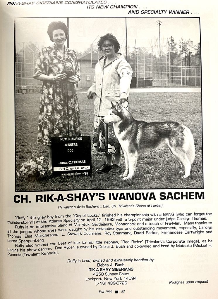 Photo of Rik-A-Shay’s Ivanova Sachem