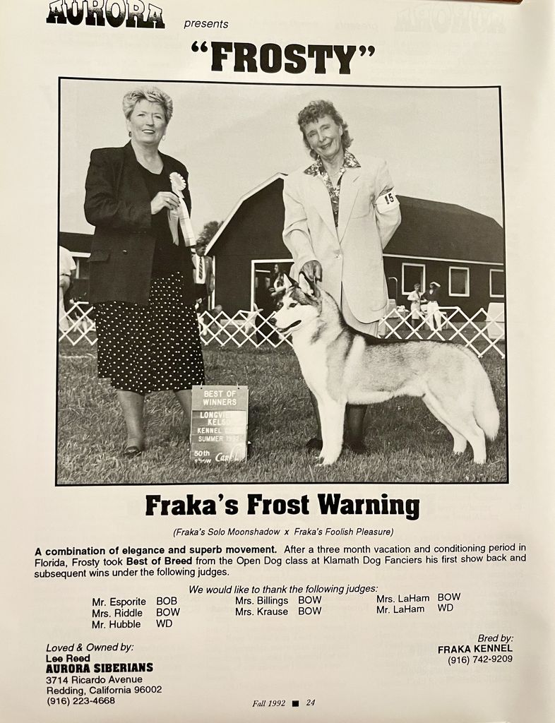 Photo of Fraka’s Frost Warning
